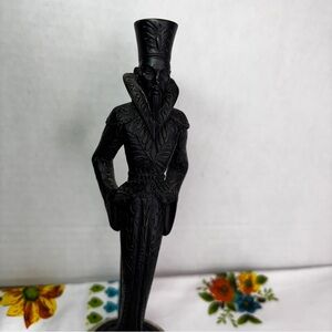 Vintage A. Giannelli Black Resin Figurine Marbled Base Emperor Statue